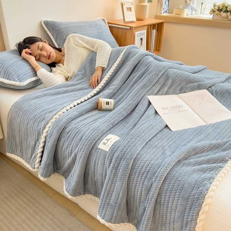 Solid Luxury Throw Blanket for Sofa Winter Blanket King Size Home Warm Plaid Comforter Bedspread Bedding Sheet H251216 - view 7