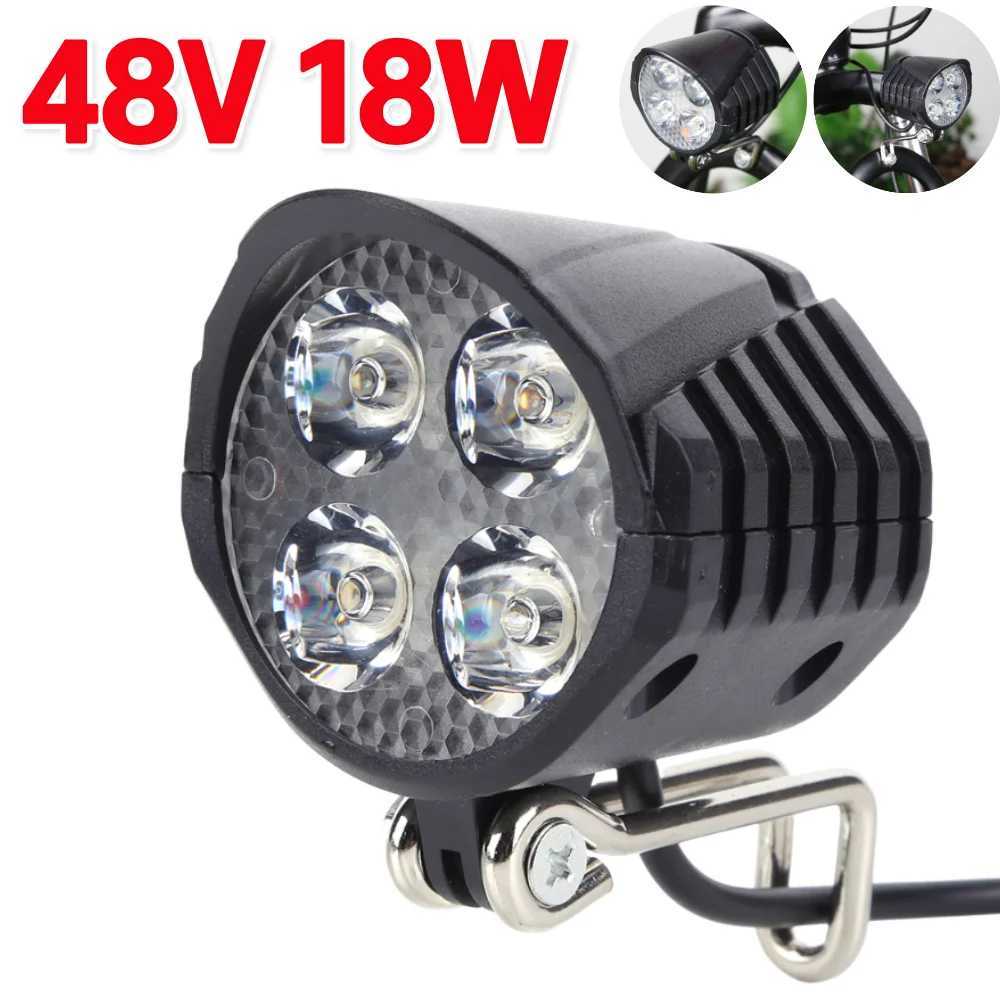 E-Bike Horn Light 48V 18W 4 LED Bicycle Headlight Waterproof Electric Scooter LED Headlight Motorcycle Bicycle Flashlight C251216