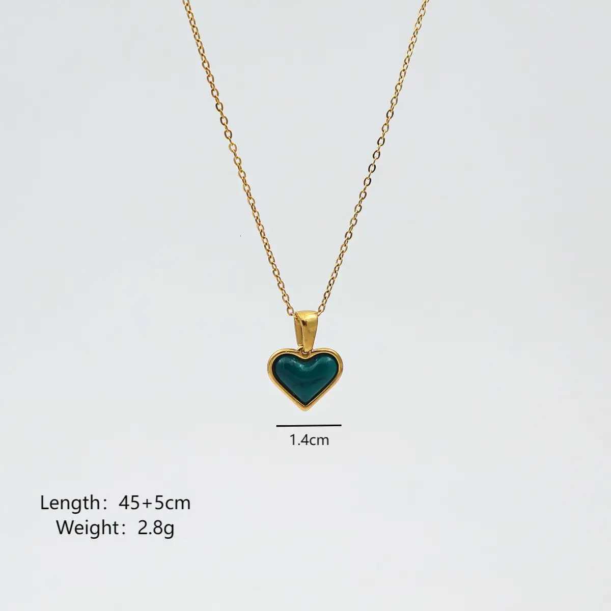 18K Gold Plated Necklace Stainless Steel Heart Enamel Charm Pendant Necklace for Women M251216