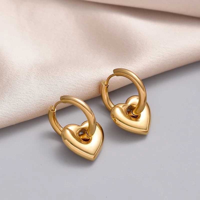 Classic Stainless Steel Heart Star Hoop Earrings For Women Punk Hip Hop Gold Silver Color Y2K Jewelry Female Earrings oorbellen G251216