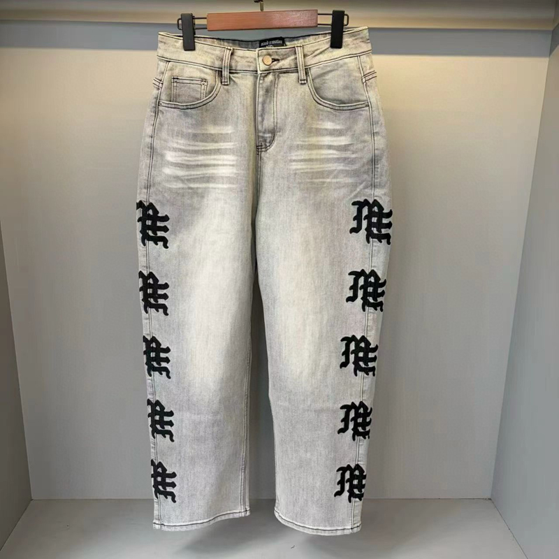 Embroidered Vintage Washed Denim Jeans Pants for Men Women 25fw 1216