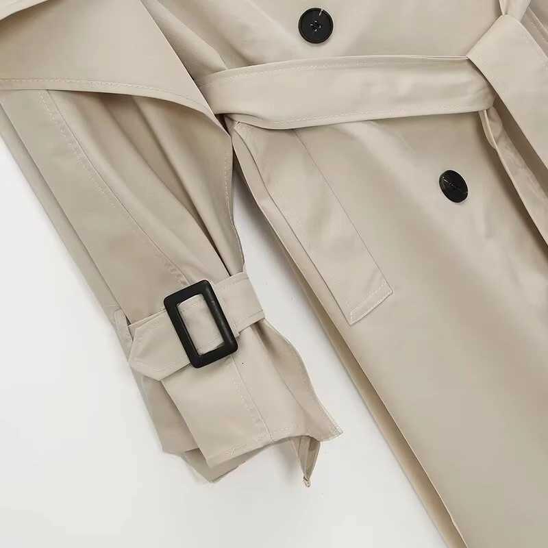 Winter new womens clothing European and American fashion temperament simple double breasted windproof windbreakerT251216