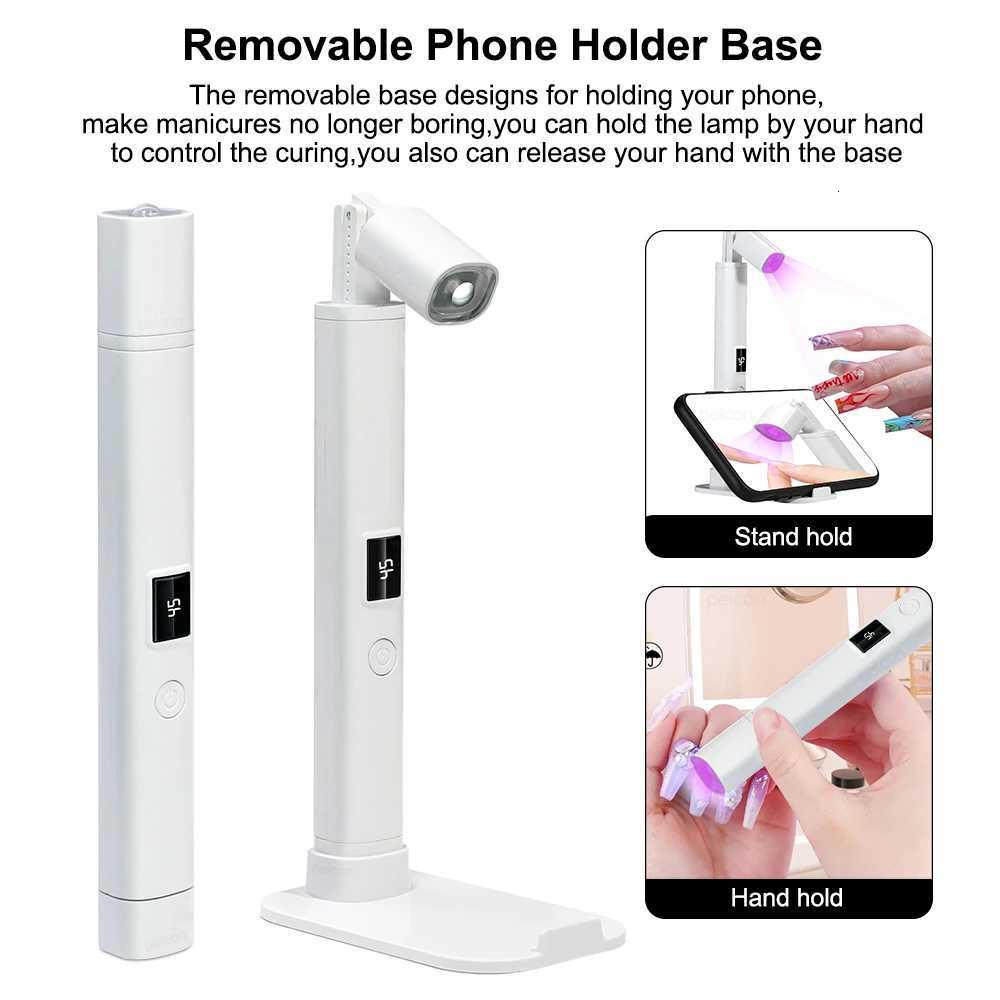 UV Lamp for Nail 2 in 1 Nail Lamp Portable Nail Dryer Stand Hold Handheld UV LED Nail Lamp for Home Salon Mini Nail Drying LightT251216