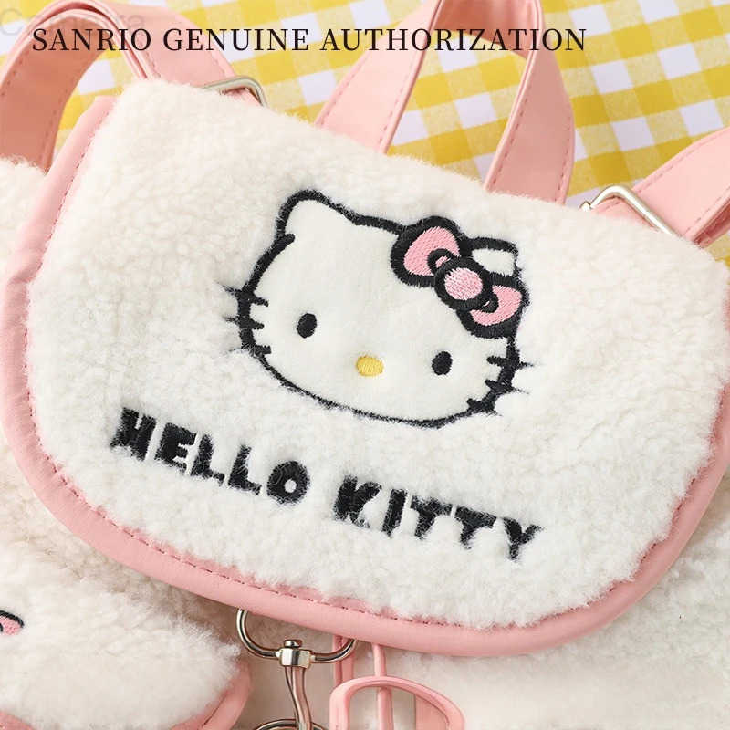 Sanrio Anime Hello Kitty Cinnamoroll My Melody Kuromi Large Capacity Plush Backpack Kawaii Portable Drawstring School Bag Gift H251216