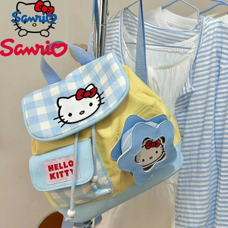 Sanrio Hello Kitty New Womens Backpack Fashion High Quality Girls Drawstring Backpack Small Fresh Leisure Girls Travel Backpack H251216