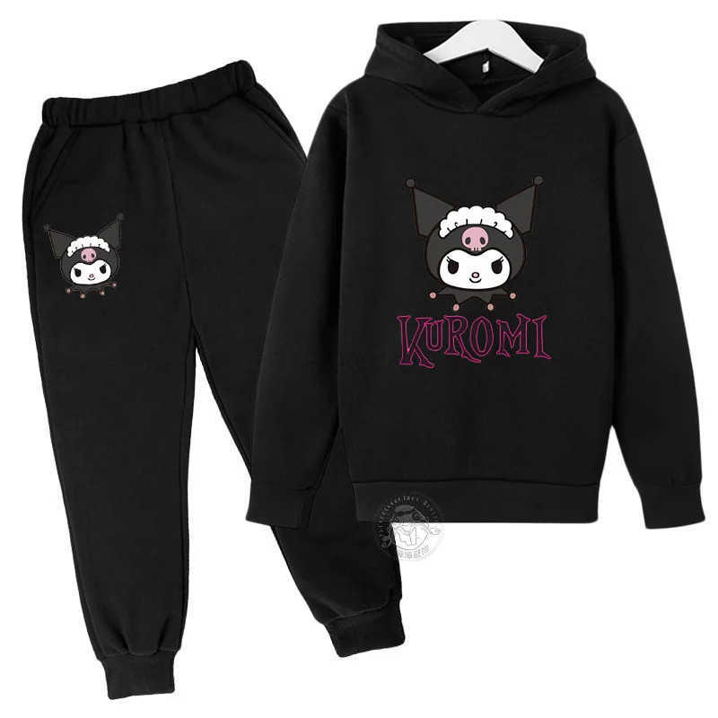Sanrio Hello Kitty Kuromi autumn 3-14 year old childrens suit for boys and girls kawaii two-piece childrens outdoor sports suit H251216