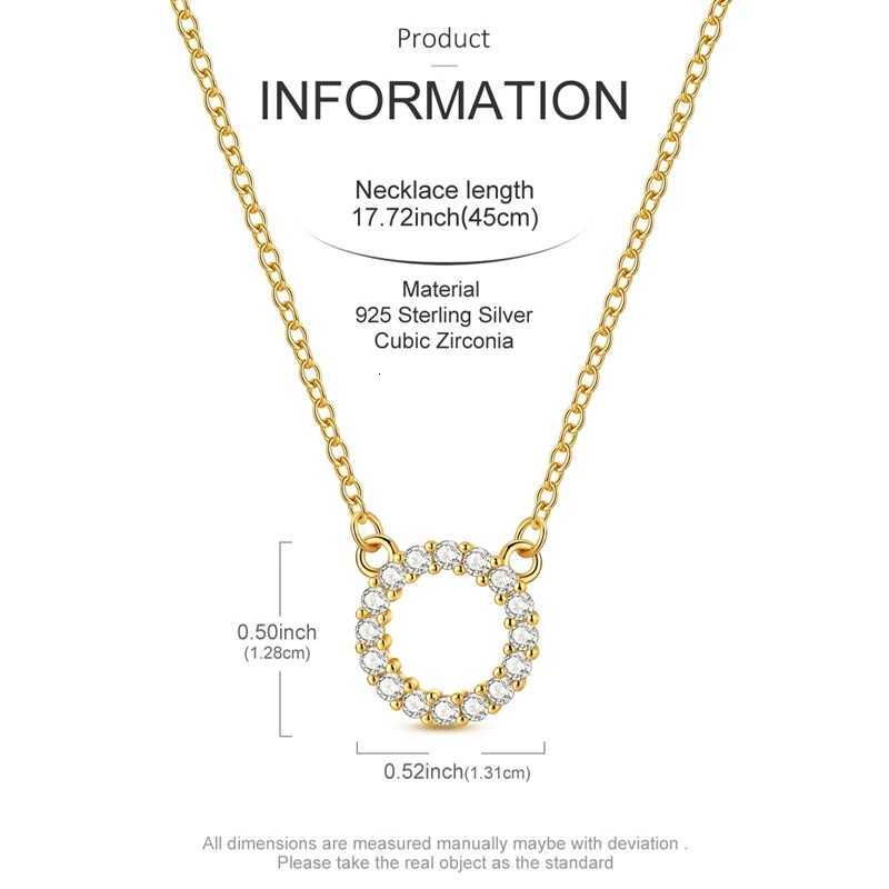 2025 New 925 Sterling Silver Necklace Golden Round Simple Necklaces for Women Anniversary Birthday Jewelry Gift Female M251216