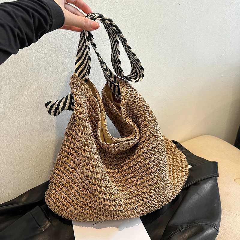 Big Capacity Straw Beach Bag Vintage Handmade Woven Shoulder Bag Raffia Rattan Handbag Bohemian Summer Vacation Crossbody Bags M251216