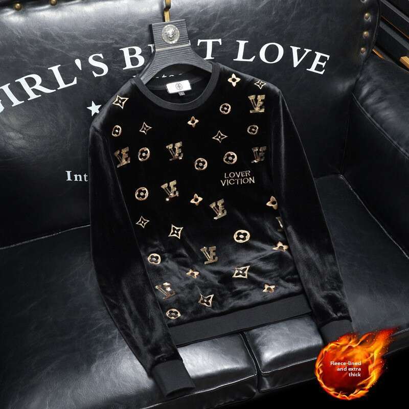 Autumn And Winter Men's New Large Size Velvet Fleece Thickened Sweatshirt 7306