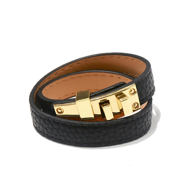 High Quality 8 Color Style Double Layer PU Leather Steel Buckle Bracelet For Men Women Jewelry Gift251212