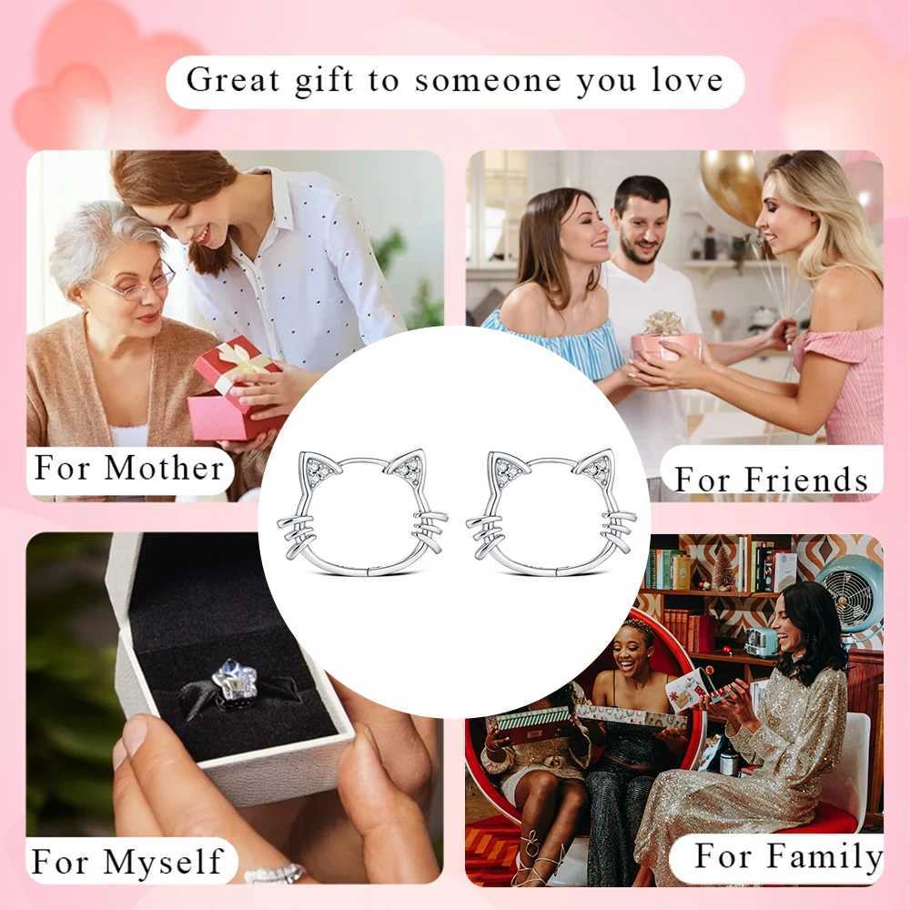 2025 Fashion Simple Hollow Cute Cat Stud Earrings Womens Sterling Silver Hypoallergenic Earrings Teen Jewelry Gifts G251216