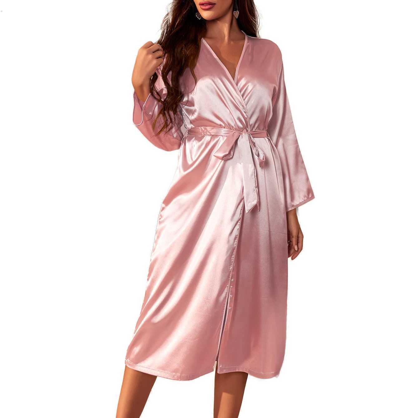 Elegant solid Colored Women Nightgowns Simple And Casual Bathrobes And Home Wear Are Suitable For Families C251216