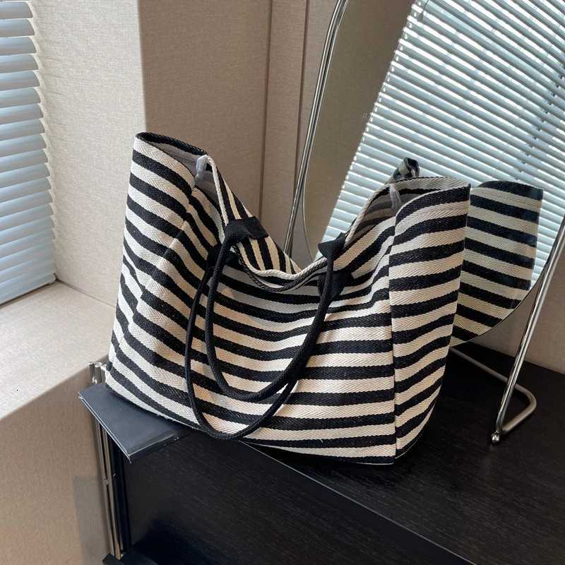 Women Canvas Shoulder Bag Ladies Shopping Bags High Quality Handbags Simple Stripe Design Tote Books Bag For Girls M251216