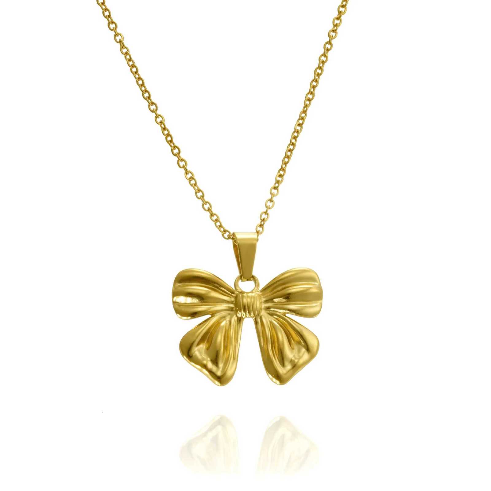 Womens Titanium Steel Bow Necklace Design Stainless Steel Pendant Snake Bone Chain Necklace M251216