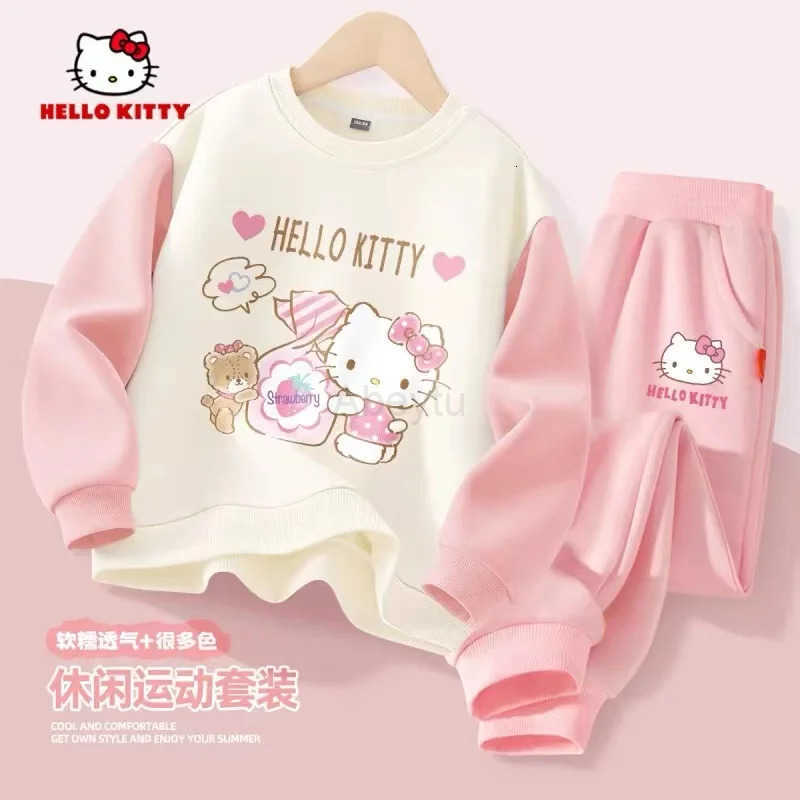 Sanrio Autumn Baby Girl Clothes Set Cartoon Printed Pullover Sweatshirts Top And Pants Bottom 2 Pieces Suit Kid Children Boy Tracksuits H25121611