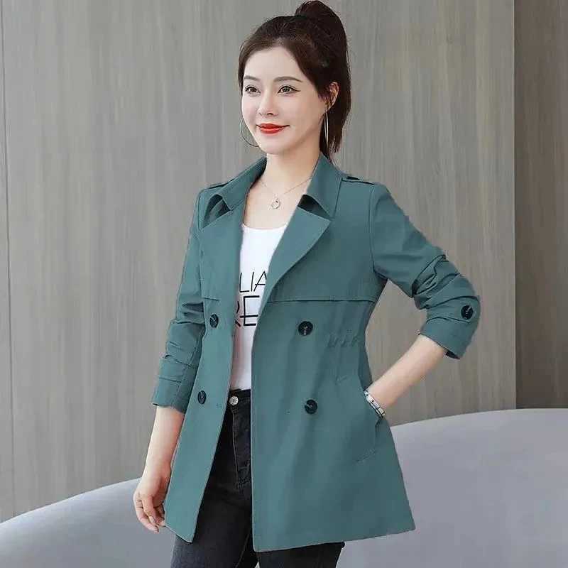 New Womens Trench Coats Spring Autumn Jackets Lined Casual Coat Suit Collar Women Korean Fashion Womens Jacket 2025 Slim PinkT251216