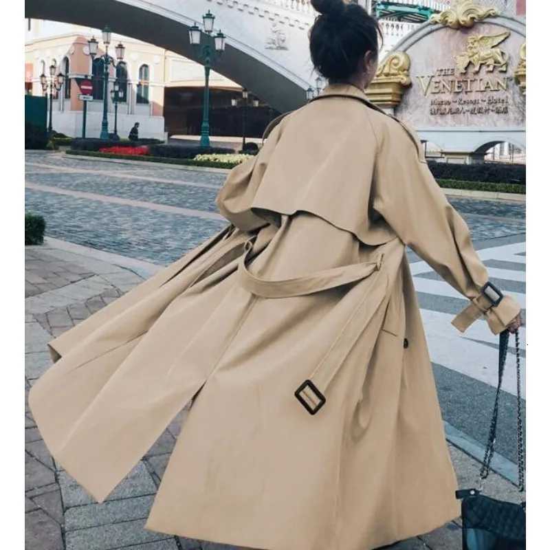 Autumn Clothes Women 2025 Lapels Double Row Buttons Long Windbreaker Women Work Jacket Trench Coat for WomenT251216