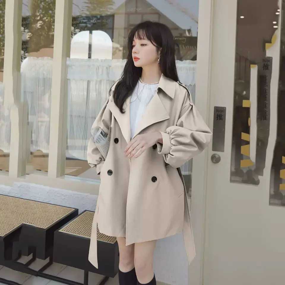 Windbreaker Coat Female 2024 Spring And Autumn New Popular Korean High-Grade Coffee Color Windbreaker Female Belt Trench CoatT251216