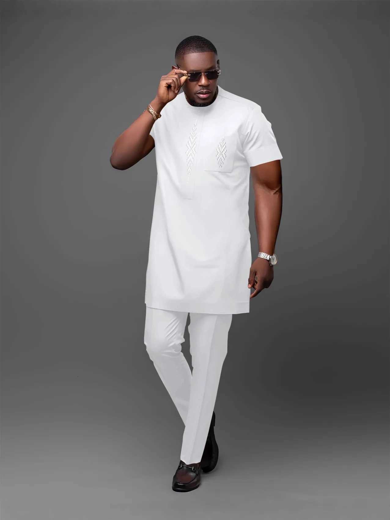 2 pieces kaftan outfits traditional office wear dress set fashion african dresses clothes for men dashiki africa clothing 2025 W251216