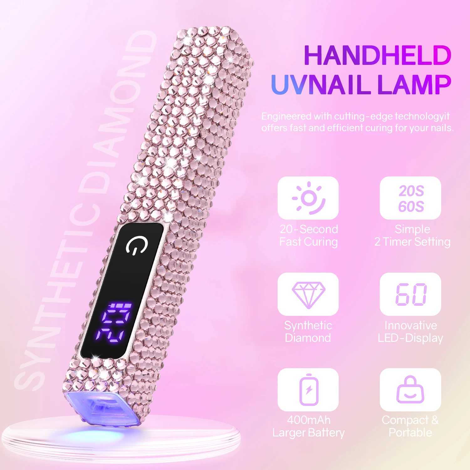 Portable Handheld Mini Nail Lamp For All Gel Polish Quick Dry USB Rechargeable Nail Dryer Machine UV LED Nail Lamp With DiamondT251216