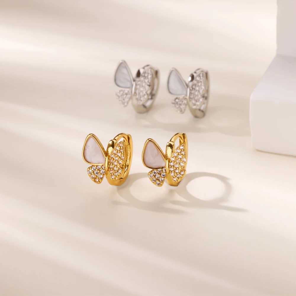Luxury Butterfly Zircon Earrings for Women Cubic Zirconia Stainless Steel Earrings Trend 2025 New Waterproof Ear Jewelry G251216