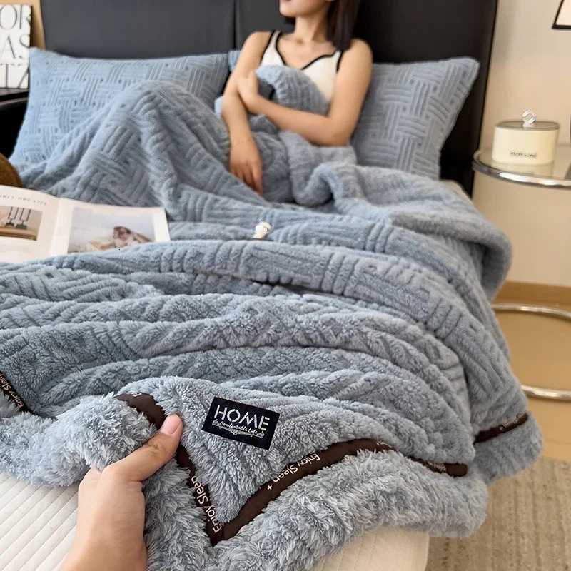 Thick Warm Winter Blanket A Grade Velvet Furry Plush Coral Fleece Flannel Soft Bedspread for Bed Sofa Single Double Couple Size H251216 - view 3