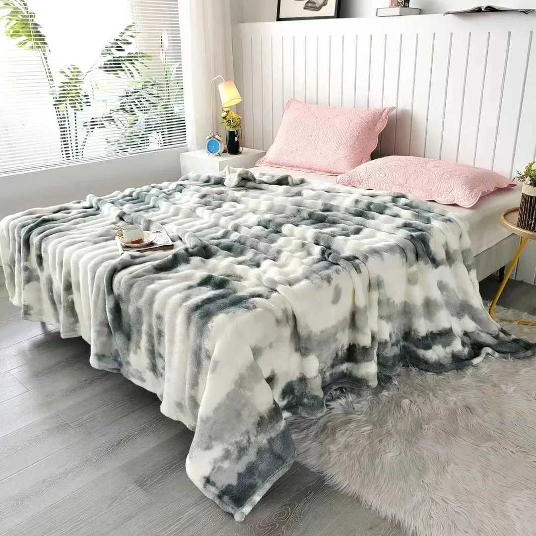 Luxury Thick Plush Faux Rabbit Fur Throw Blanket All Seasons Ultra-Plush Cozy Soft Decorative Blanket Use For Couch Bed Travel H251216 - view 5