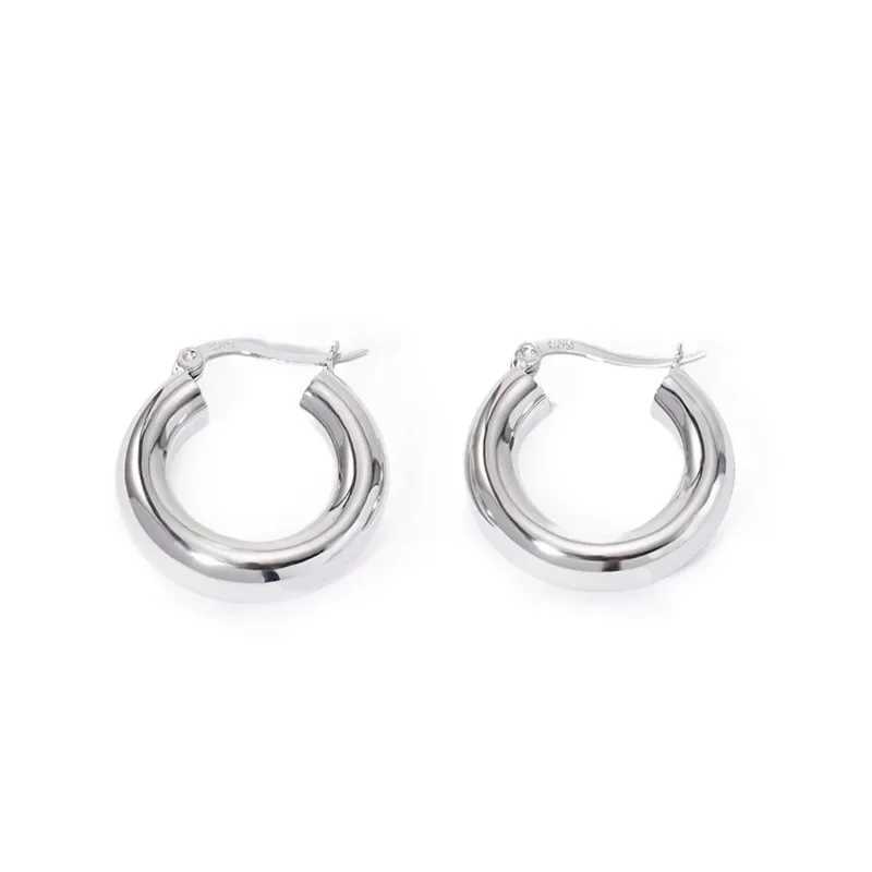 925 Sterling Silver Plated Gold Earrings 20mm Earrings Retro Hoop Earrings For Women French Fashion Earrings for women Gifts G251216