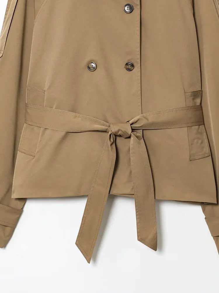TFAFXY With Belt Women Jacket 2025 Autumn Long Sleeve Double Breasted Trench Coat Female Top Outerwear Y2KT251216