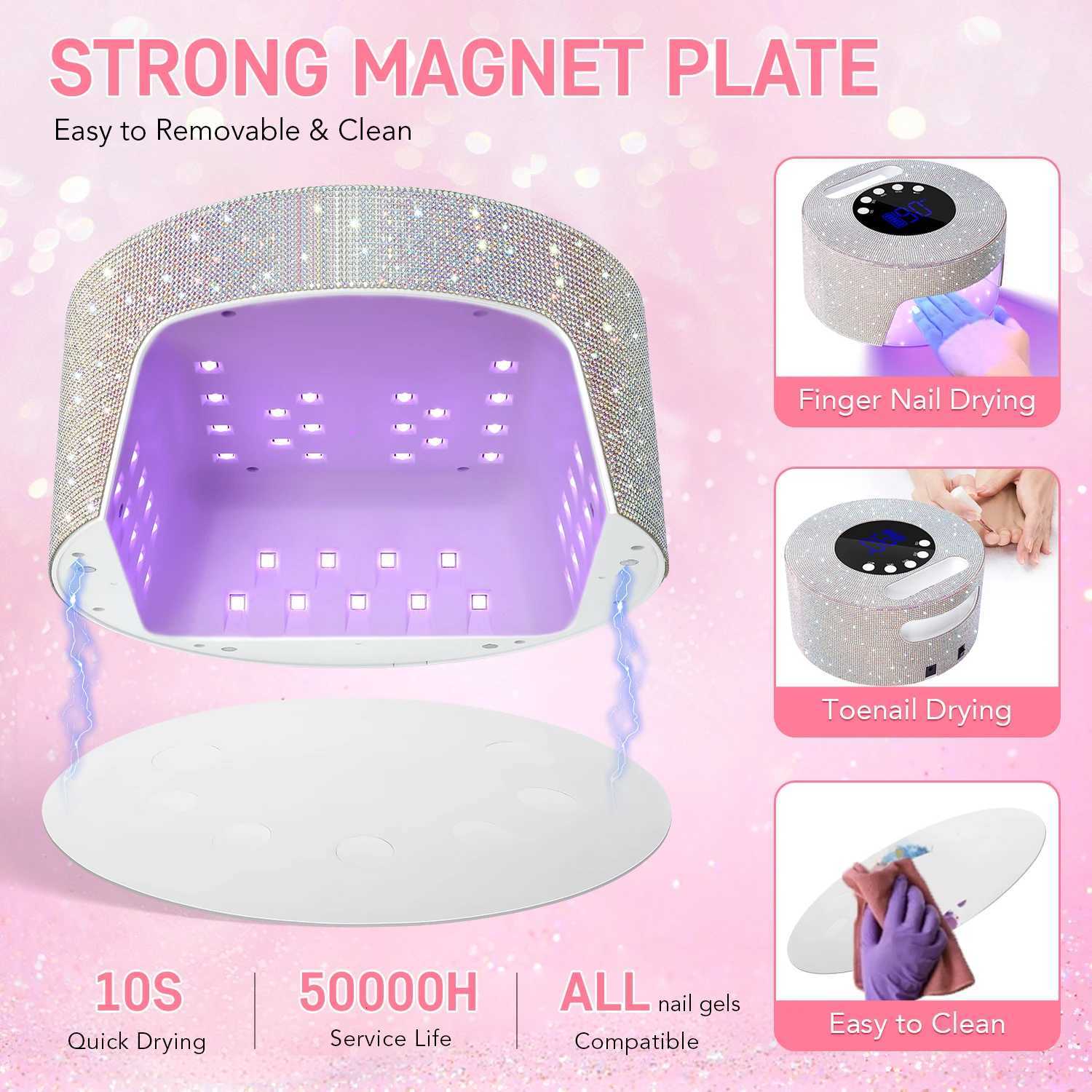 DianaBeauty UV LED Nail Lamp Rechargeable Cordless Nail Dryer with 4 Timing Modes HD Display UV Lamp for Nails Manicure ToolsT251216