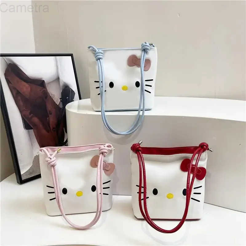 Sanrio Hello Kittys Crossbody Bag New Cute Large Capacity Bucket Bag Girl Sweet Fashion Cartoon Shoulder Bags for Woman H251216
