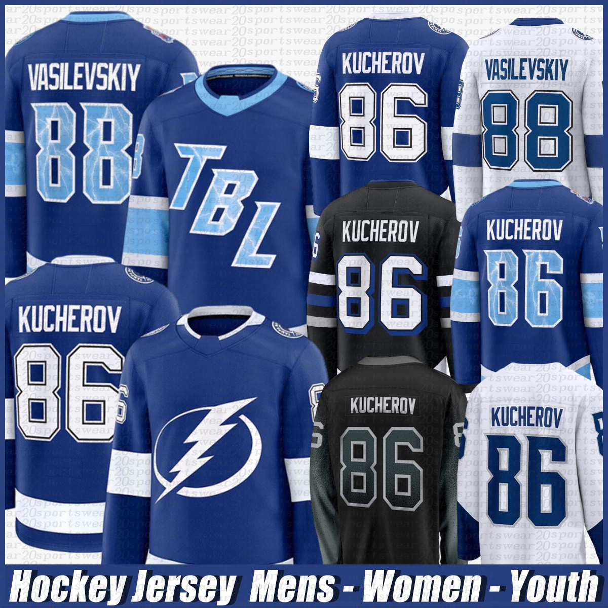 #86 Nikita Kucherov Jersey Tampa Bay Hockey Jersey Lightning Jersey Stadium Series Brandon Hagel Brayden Point Victor Hedman Andrei Vasilevskiy Jerseys