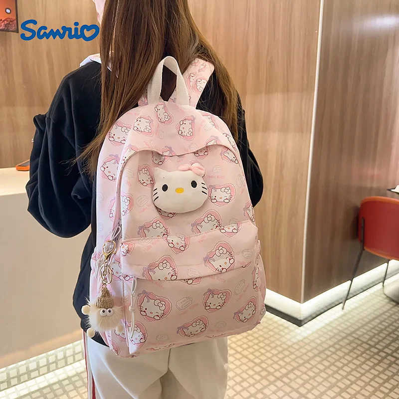 Sanrio Hello Kittys Backpack Sanrios New Cartoon Cute Leisure Large Capacity Student Bags for Woman Anime Figure Kawaii Cartoon H251216