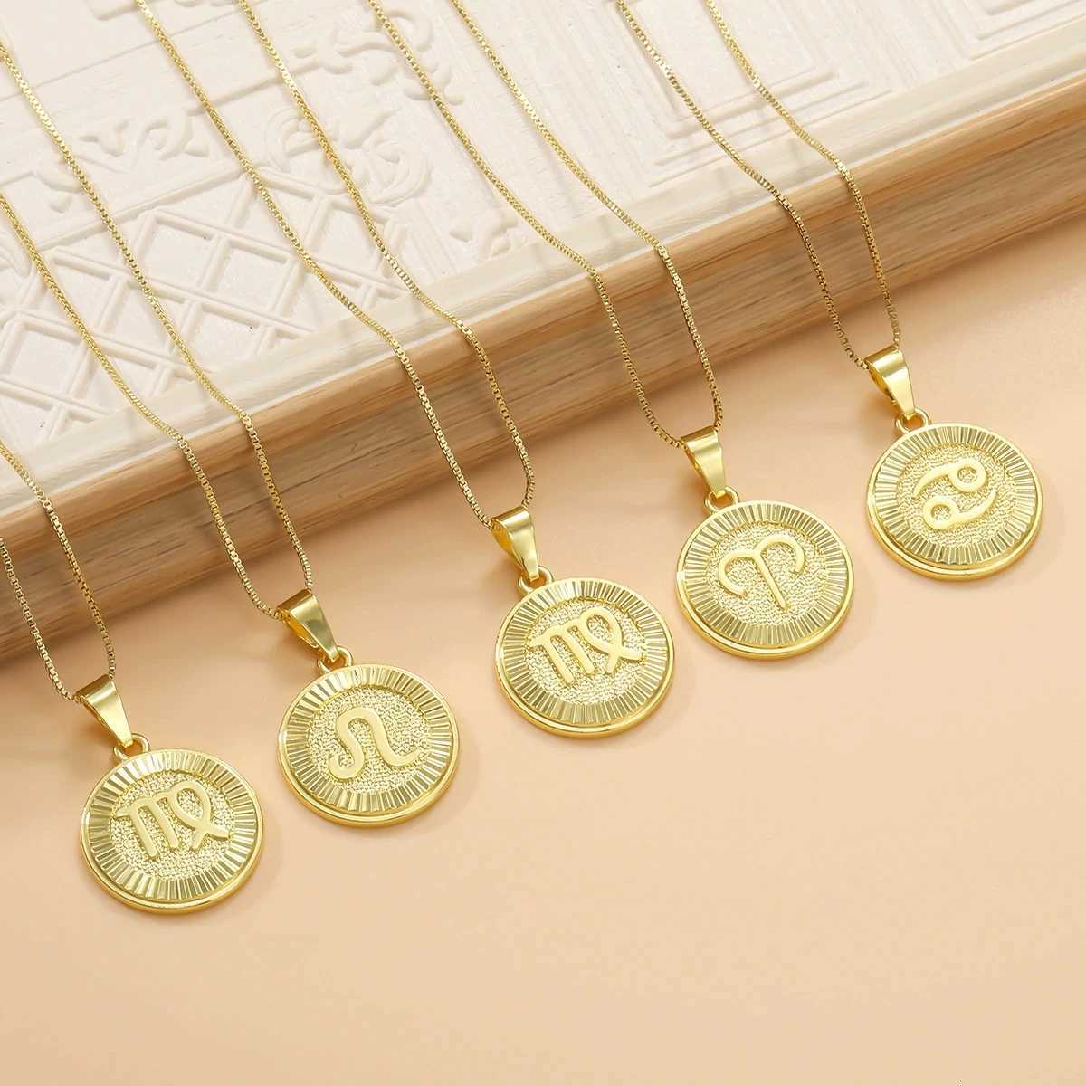 Constellation Necklace 18K Gold Plated Zodiac Necklace Horoscope Medal Pendant Necklace for Women M251216