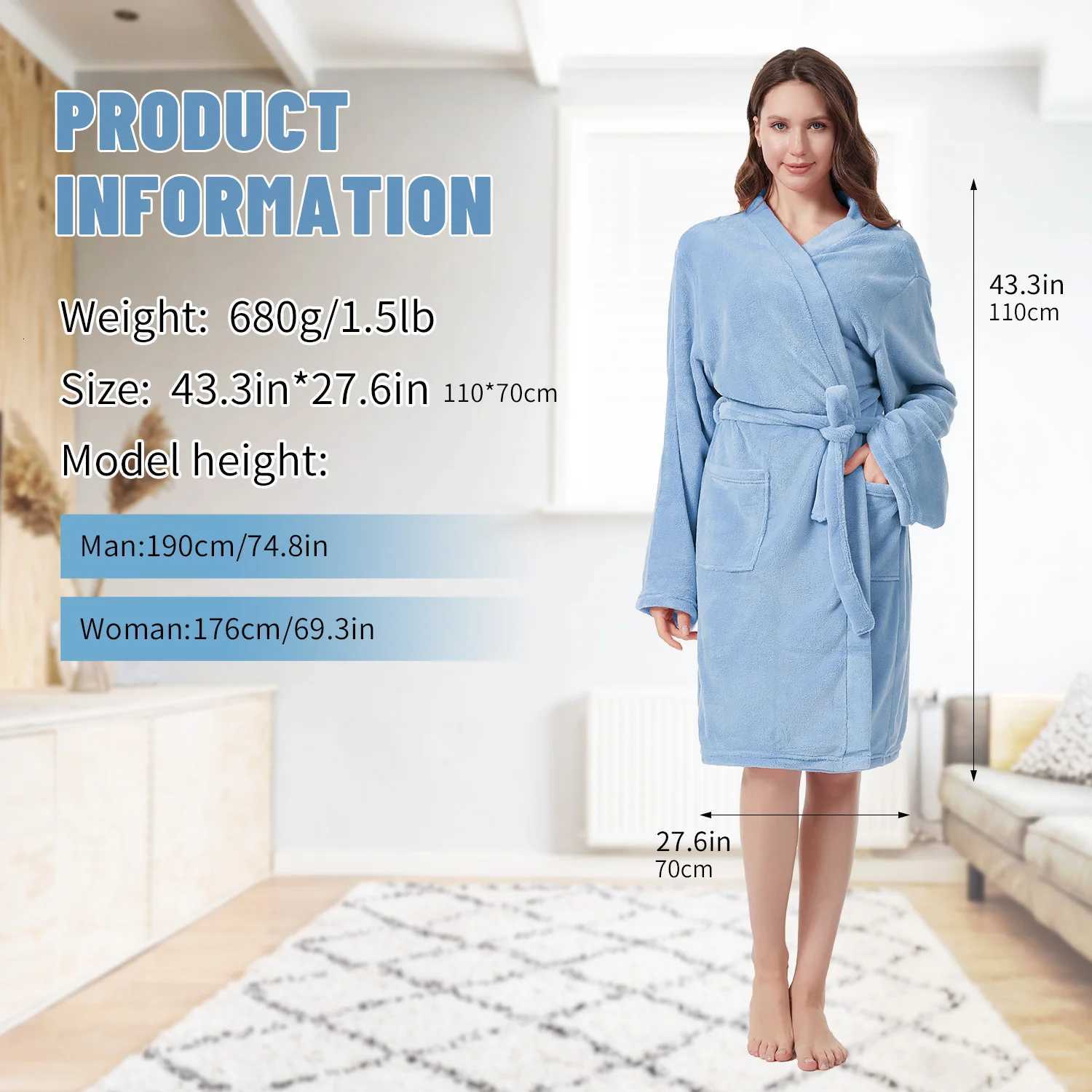 Mutao Bathrobes with Belt For MenWomen Fleece Soft Fluffy Bathrobe Plush Cozy Long Spa Robe Water absorption Quick drying C251216