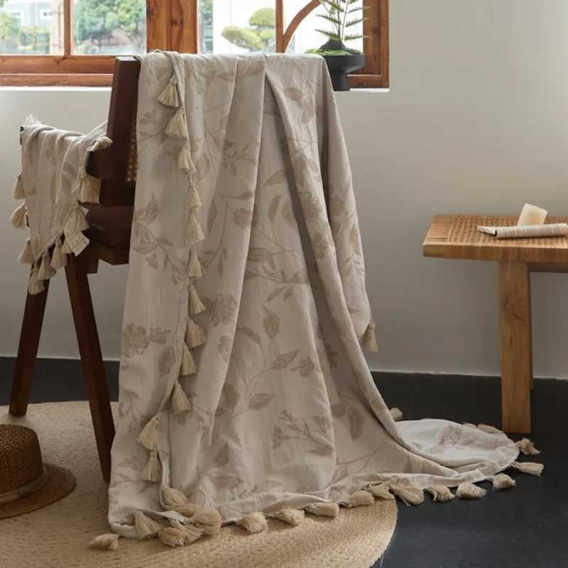 2025 new cotton and linen jacquard fringed blanket office nap air conditioner blanket home sofa leisure blanket H251216 - view 5