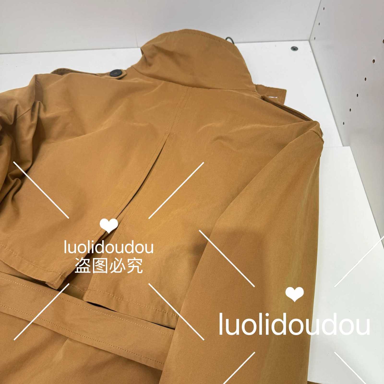 5320/888 Autumn womens clothing lace-up short simple cropped trench coat belt jacket 5320888 756T251216