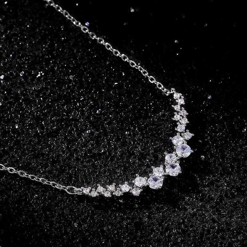 Huitan Luxury Silver Color Women Necklace for Wedding Engagement Party Exquisite Gift Stylish Accessories Statement Neck Jewelry M251216