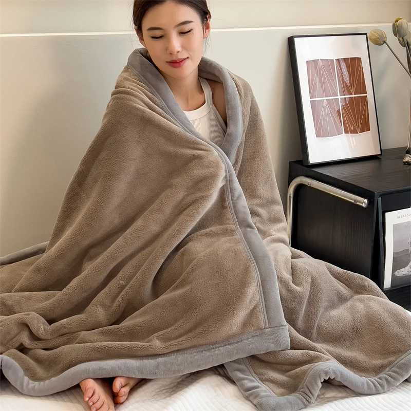 Double Layer Solid Color Milk Velvet Blanket Autumn Winter Thicken Warm Plush Blanket for Bed Sofa Single Double Thick Bed Sheet H251216 - view 3