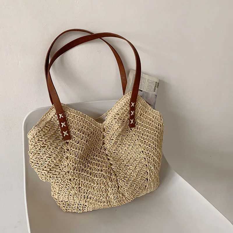 Summer Bucket for Women Rattan Shoulder Bag High Quality Handmade Woven Beach Handbags Female Large Capacity Totes M251216
