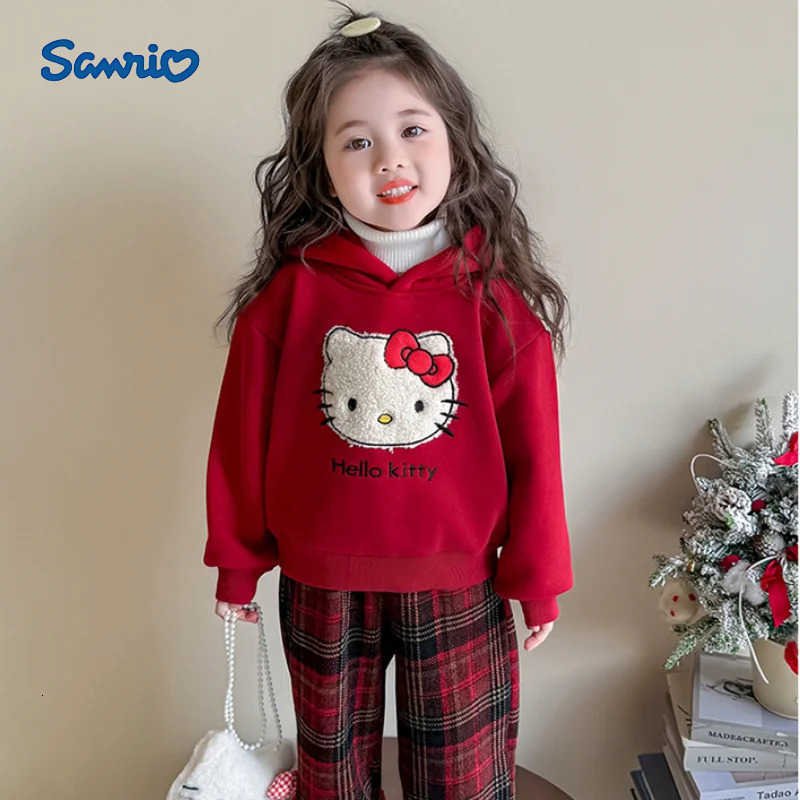 Sanrio Christmas Girls Cartoon Hoodie 2025 Winter New Kawaii Anime Thick Warm Coat 2Pcs Korean Style Fashion Comfort Sweet Leisure Set H251216