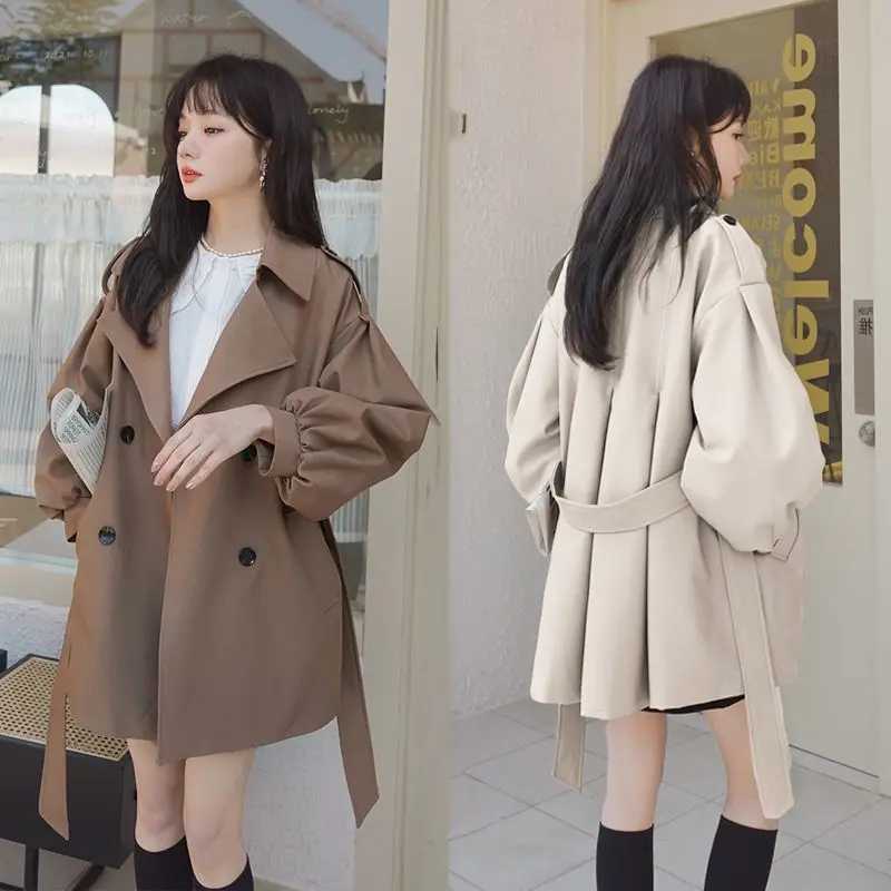 Windbreaker Coat Female 2024 Spring And Autumn New Popular Korean High-Grade Coffee Color Windbreaker Female Belt Trench CoatT251216