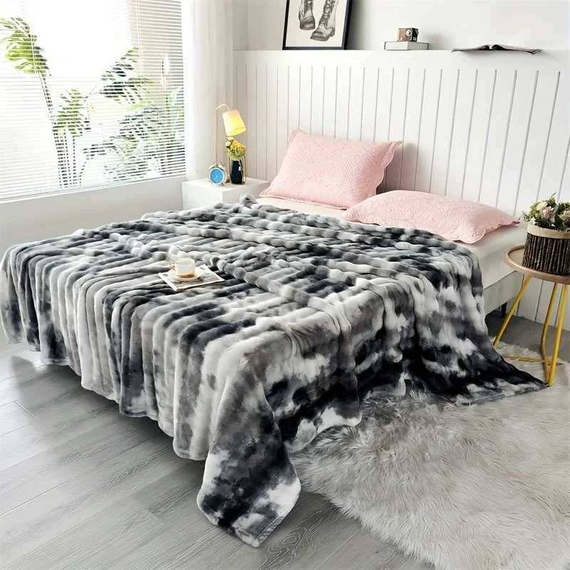 Luxurious Faux Rabbit Fur Bed Blanket - Soft Thick and Warm Throw All Seasons Versatile for Sofa Shawl Travel and Gifts H251216 - view 7