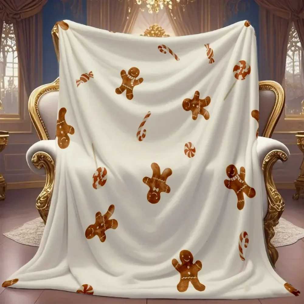 Gingerbread Pattern Blanket Soft Flannel Throw Blanets Perfect Gift Suitable for All Seasons Bed Sofa Office Camping and Travel H251216 - view 4