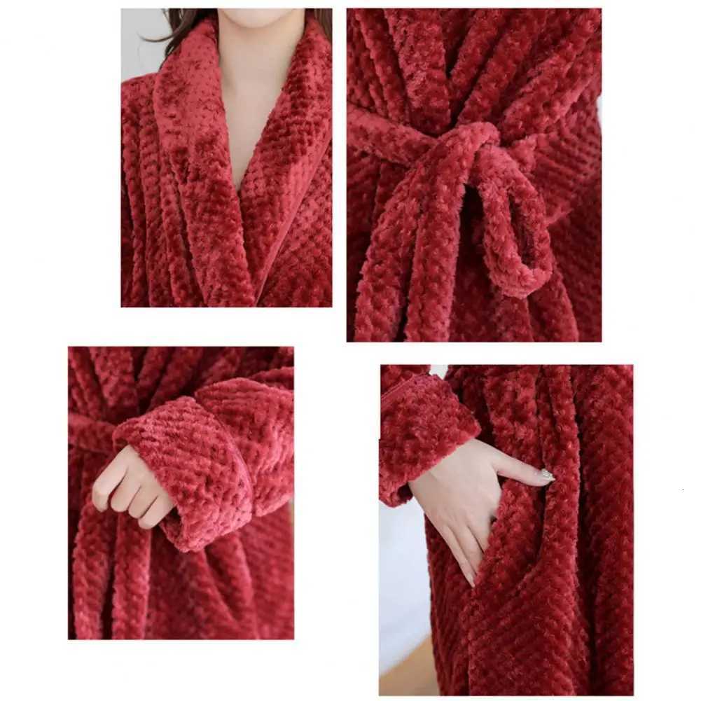 Winter Fashion Women Bathrobe Solid Color Thicken Plush Long Sleeve Bathrobe Sleepwear Warm Nightgown Christmas Gift For Women C251216