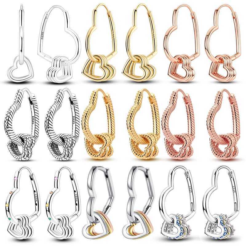 Sterling Silver S925 Multicolor Multi-Ring Heart-Shaped Earrings Simple Fine Jewelry Women Girls Fashion Party birthday Gift G251216
