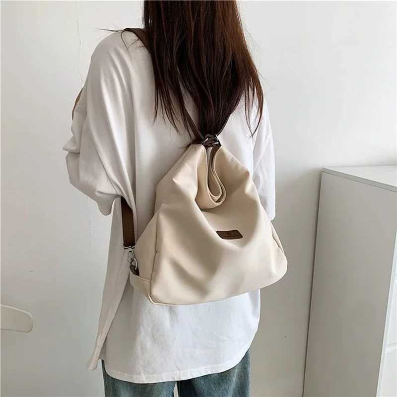 Canvas Tote Bag Womens High Capacity and Minimalist College Style Backpack Fashion Versatile Casual Shoulder Crossbody Bag M251216