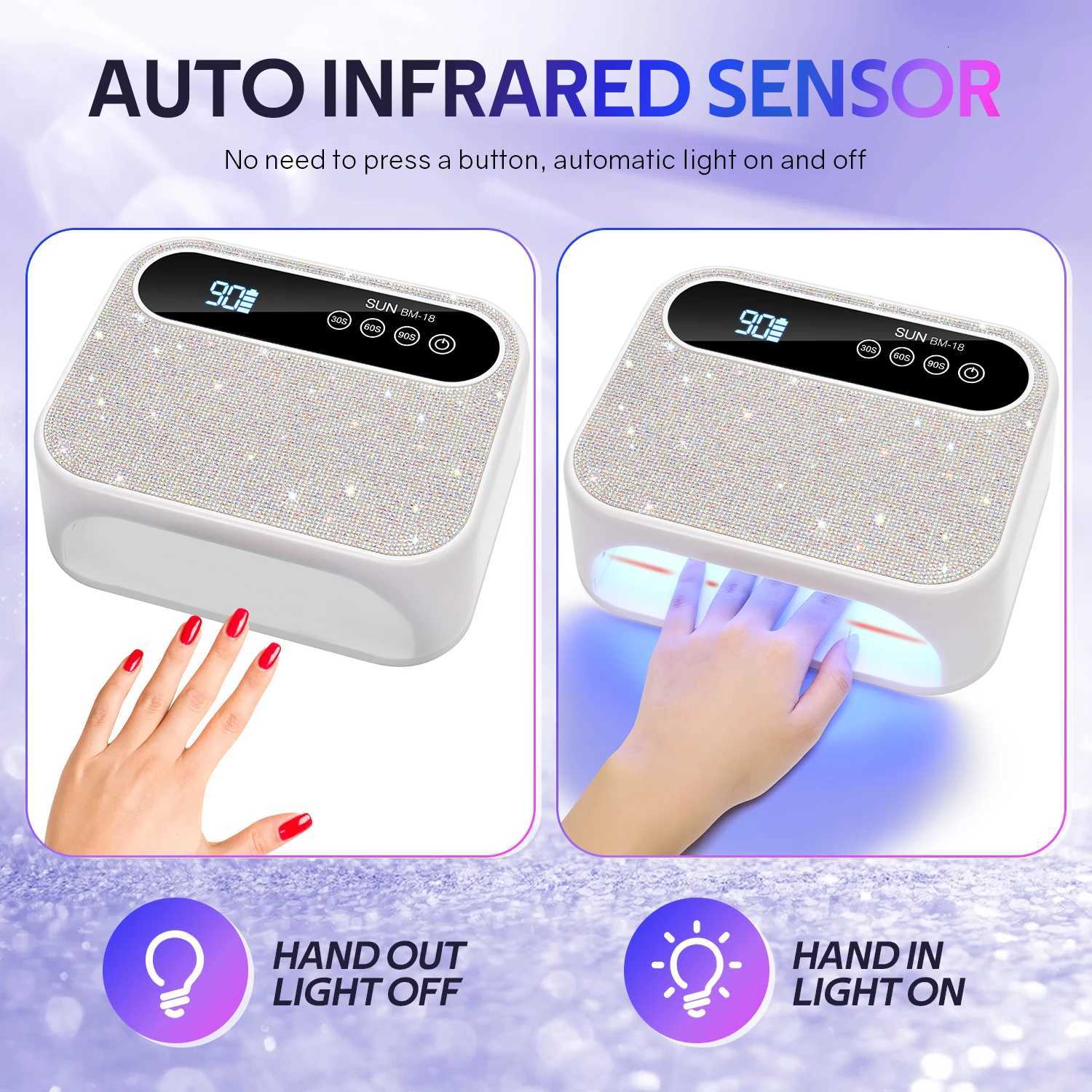 42LEDS Rechargeable Nail Lamp Professional UV LED Lamp With Diamonds 168W Gel Polish Drying Lamp For Nails Manicure ToolsT251216