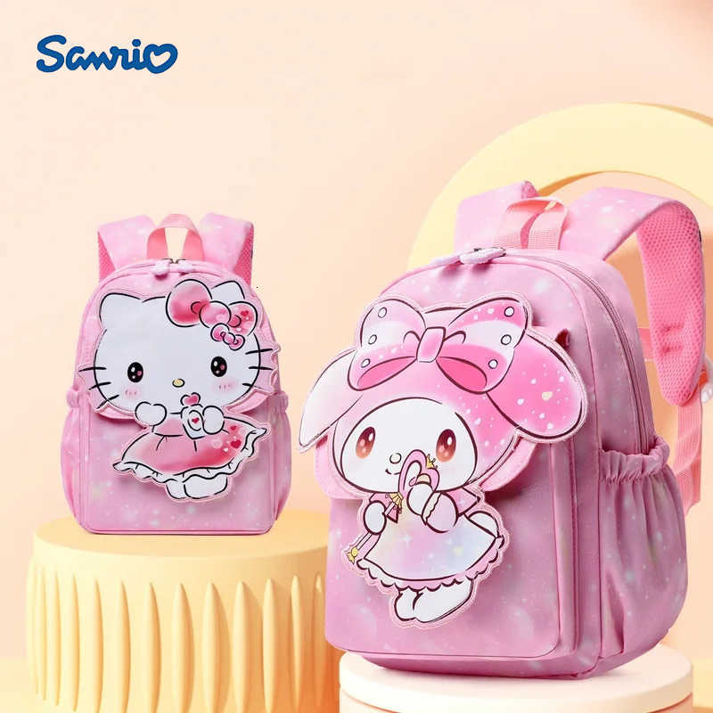 Sanrio Anime Cartoon Children Cute Kuromi Hellokitty Kindergarten Exquisite Backpack Female Lighten The Burden Spinal Protection H251216