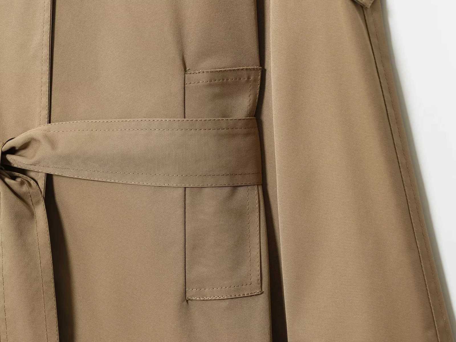 2025 Autumn New Womens Casual Fashion Simple and Loose Stand Collar Long Sleeve Double breasted Windbreaker CoatT251216